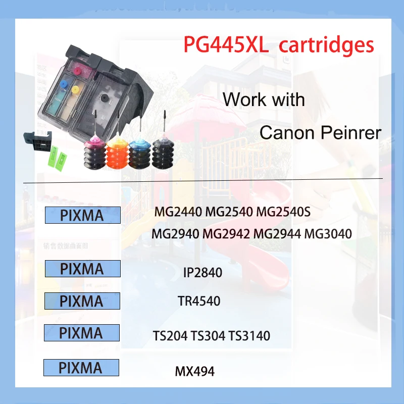 Vilaxh PG445 CL446 PG-445 CL-446 XL Ink Cartridge for Canon PG 445 CL 446 Canon PIXMA MX494 MG2440 MG2940 MG2540 MG2540S IP2840