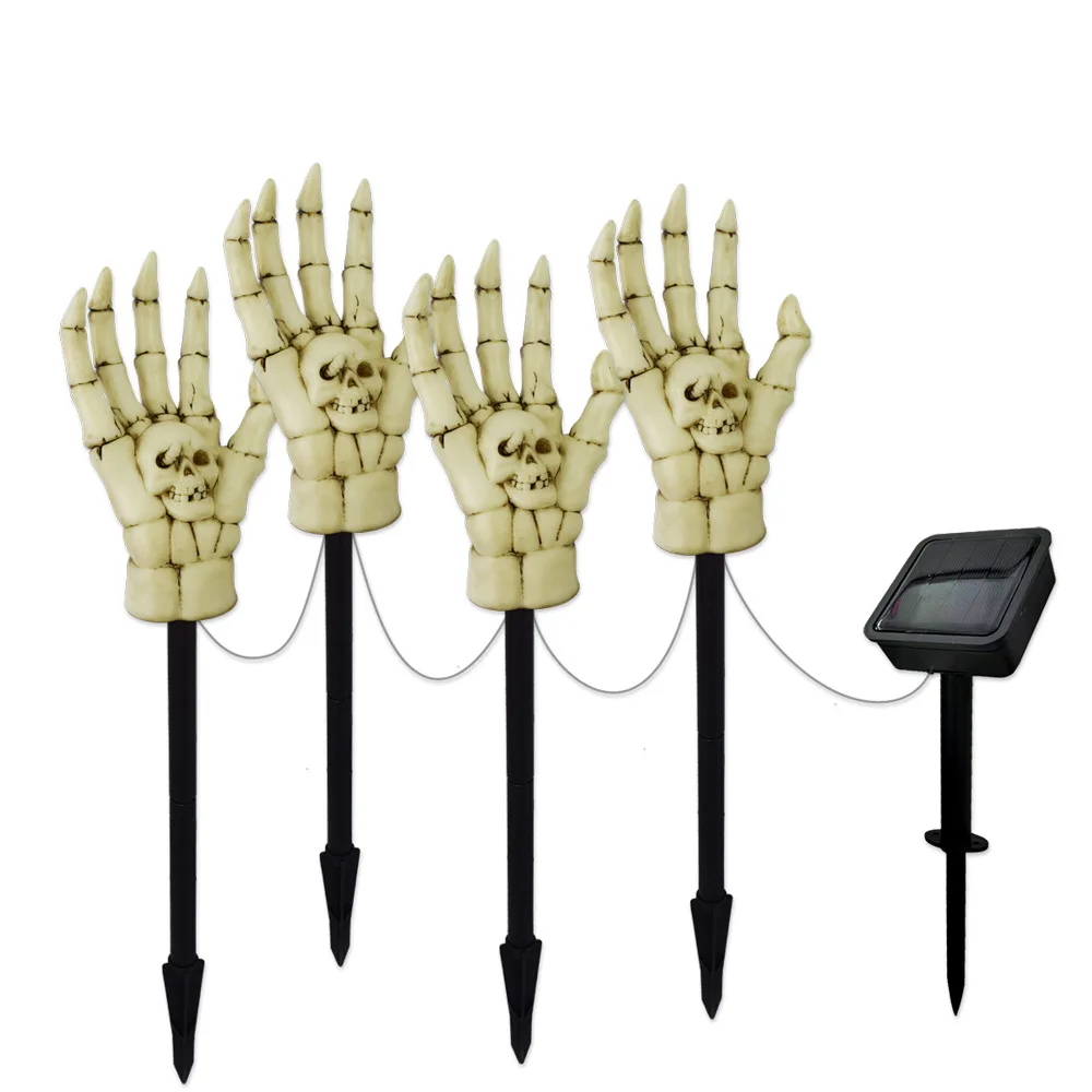 Halloween Prop Carnival Party Outdoor Garden Balcony Decoration Waterproof LED Lights Spoof Skeleton Palm Lighting Solar Lamp