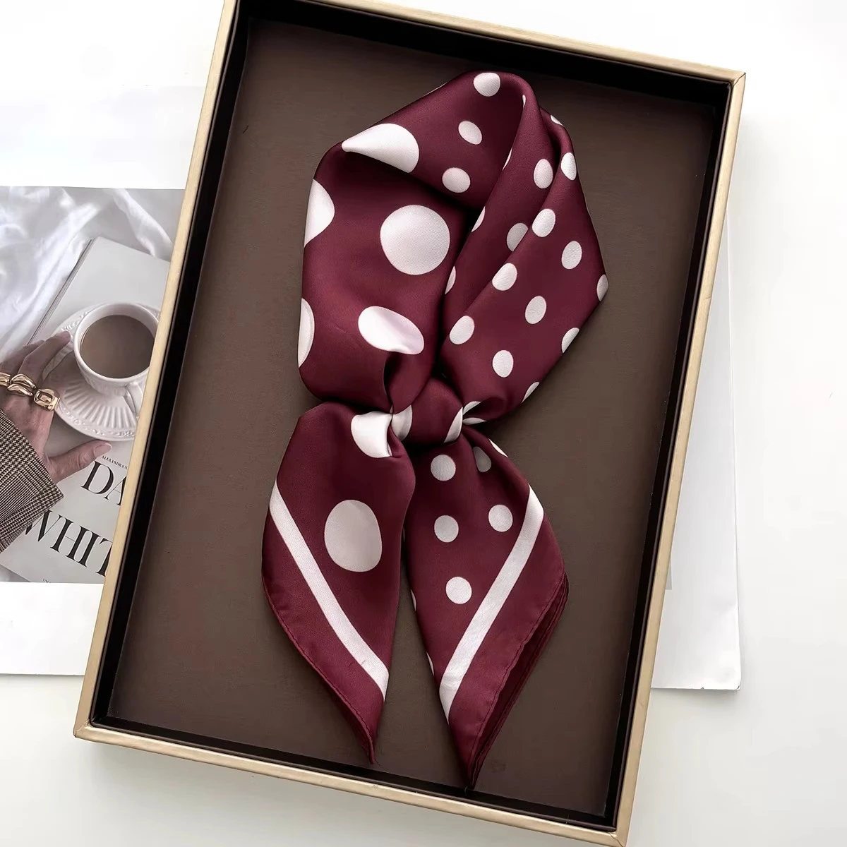 Scarf Silk Square - Dames elegante zachte satijnen vierkante sjaal