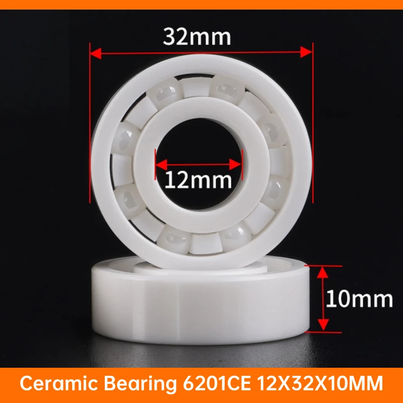 1PCS 6201CE OPEN  6201-2RS Double Sealed 12x32x10 MM Waterproof zirconia Ceramic Bearing Thin-wall Deep Groove Ball Water-sealed