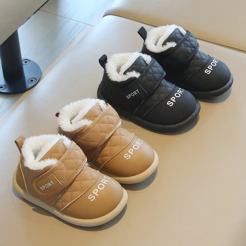 Baby Winter Non-Slip Lightweight Snow Boots Girls Boys Fleece Warm Cotton Boots Children Soft Sole High-Top Shoes Casual Teen