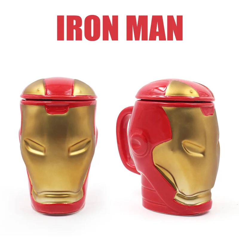 Ceramic Water Cup Peripheral Toys Cartoon Iron Man Mug Young Iron Man Cup 3d Anime Water Cup Creative Coffee Cup With Lid Gifts