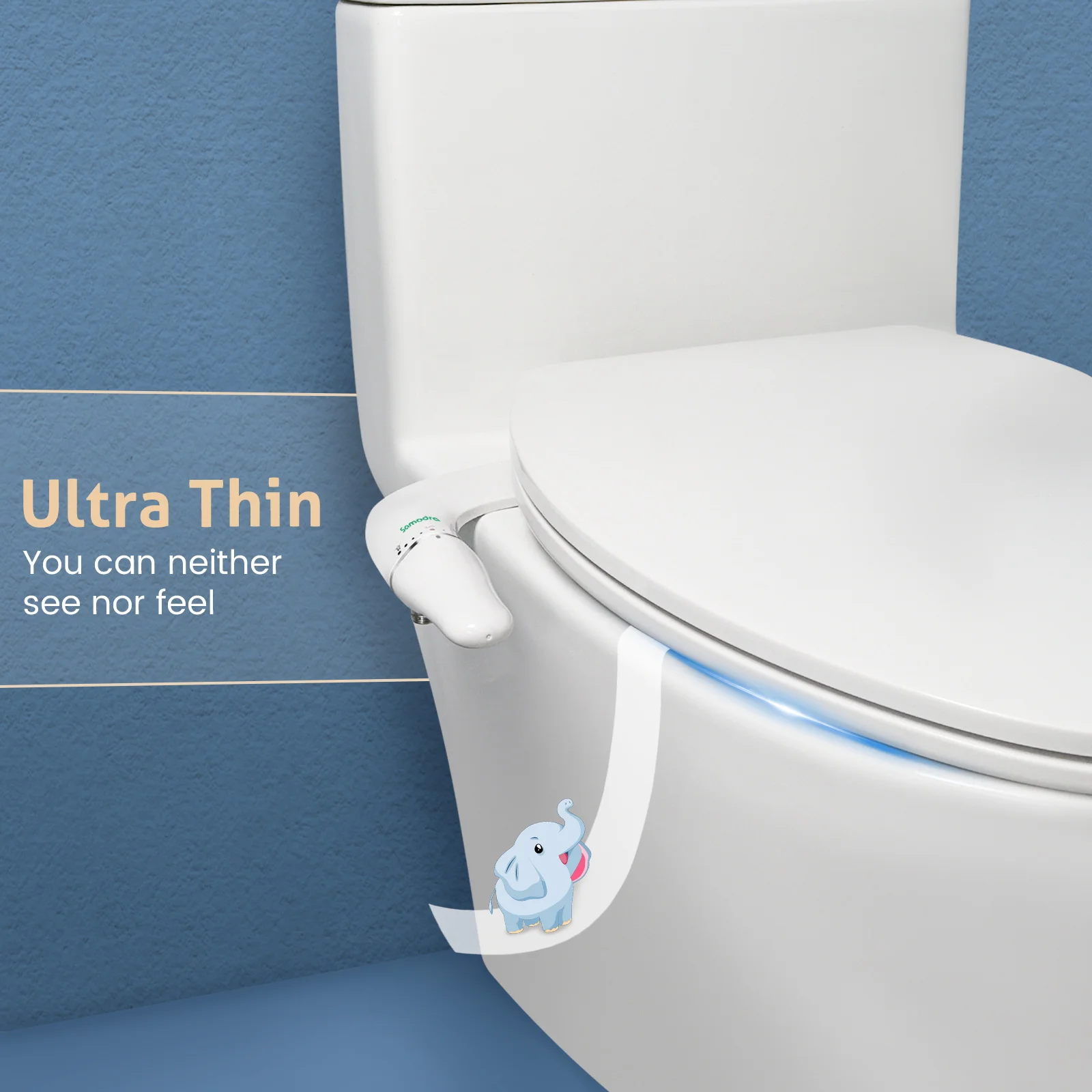 Ultra cienki Bidet SAMODRA do deska klozetowa-podwójna dysza, regulowane ciśnienie wody, nieelektryczny opryskiwacz tyłek