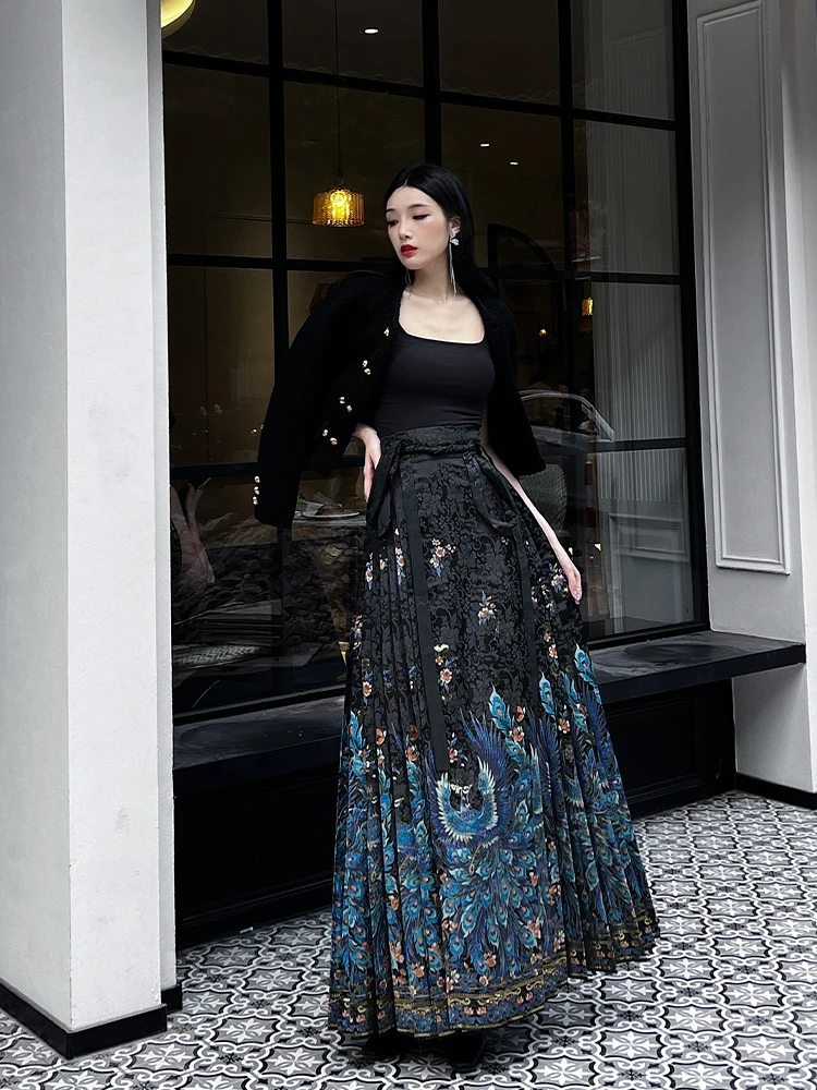 Chinese hanfu Horse Face Skirt for Women 2024 New Summer Chinese Style Heavy Industry Improved Half length Skirt Hanfu