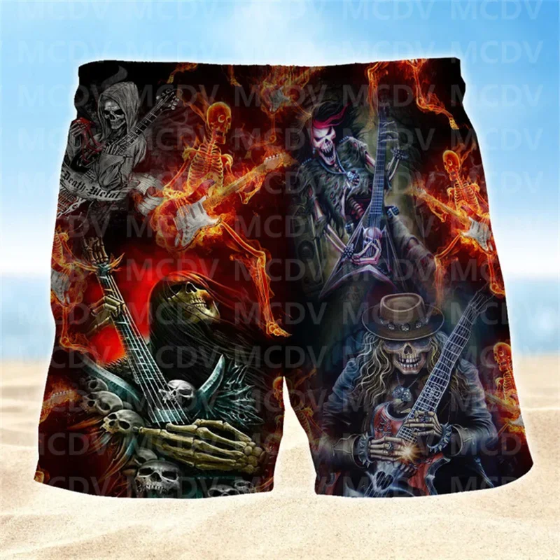 Skull Neither Hear Nor See Mens Boardshorts, Skull Lover Men\'s Swim Trunks, Skull Lover Hawaiian Shorts for Men