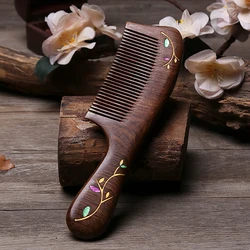 1Pcs Natural Sandalwood Comb Anti-static Delicate Hair Comb Handle Massage Combs Travel Hair Care Hair Styling for Festival Gift