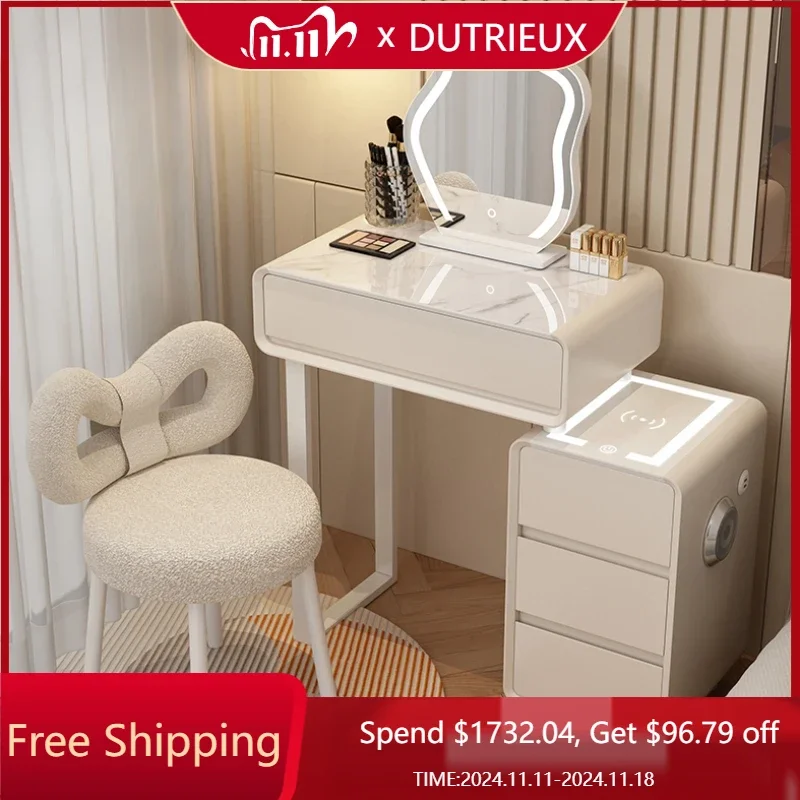 

Modern Minimal Dressing Table Aesthetic Nordic Luxury Mirror Dressing Table Hotel High End Tocador Maquillaje Bedroom Furniture