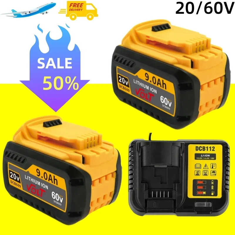 100% New  For Dewalt DCB200 12Ah/9.0Ah Battery DCB606 DCB609 DCB205 DCB206 DCB209 DCB182 60V 18000mAh Flexvolt Tool Batteries