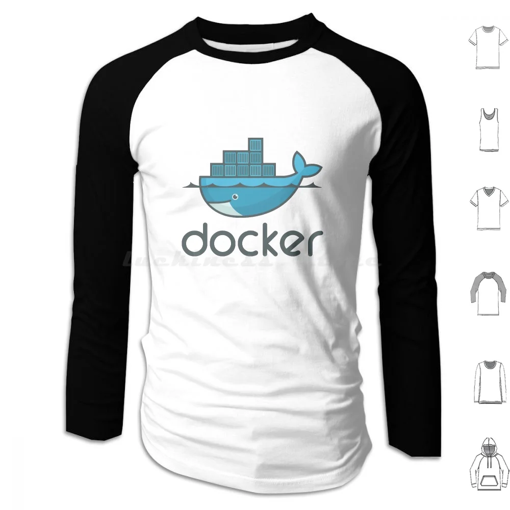 

Толстовка с капюшоном Docker из хлопка с длинными рукавами Docker Programming Go Linux Apache Container Seal App Software Kernel PC Developer Logo