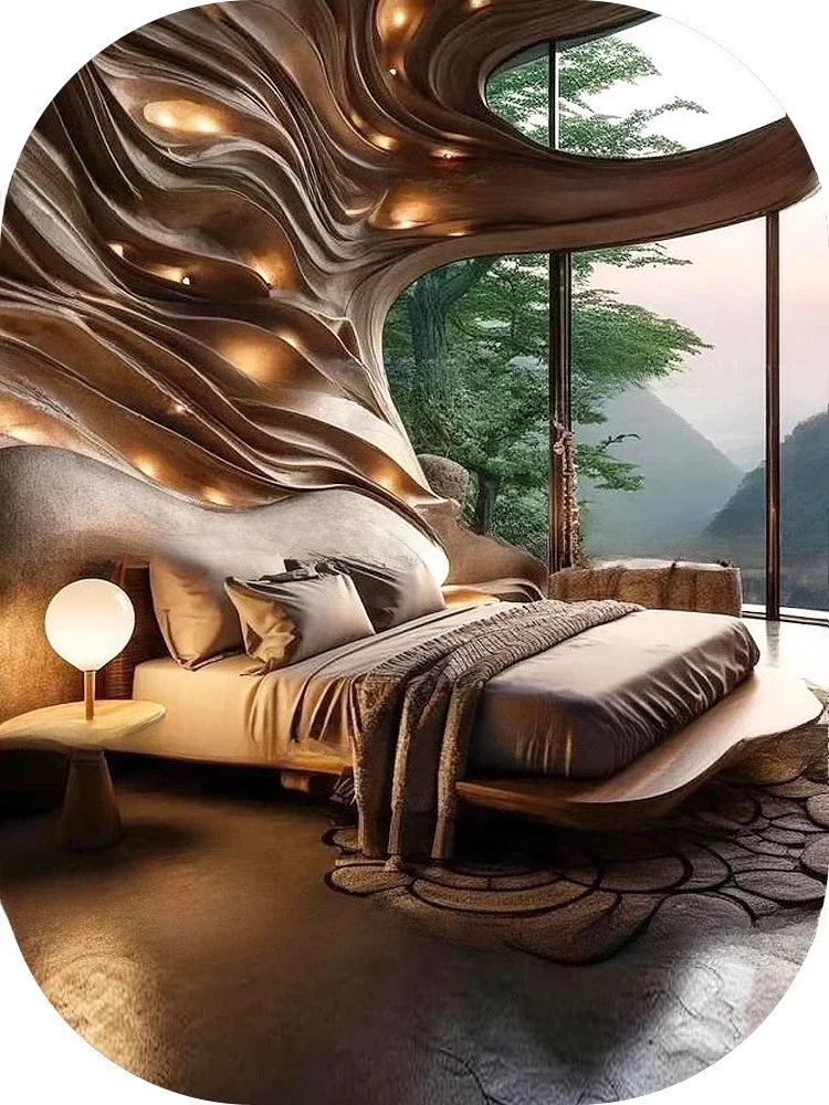 中世風の寝室用ベッド、テクニカルなダブルベッド、クリエイティブな1.8メートルのダブルベッド、マスタールームにある新しい古代風のベッド