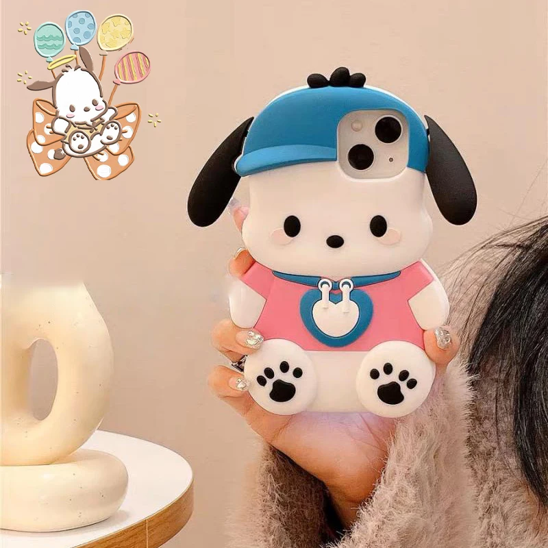 

Kawaii 3D Pochacco Phone Shell Suitable for Iphone 14/13/12/11 Series Silicone Full Package Anti Drop Cartoon Protective Shell