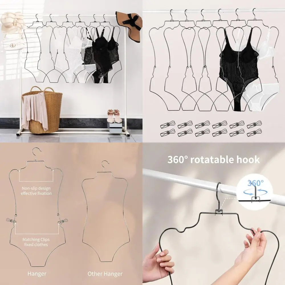 

Stylish Body Shape Swimsuit Hangers - Metal Lingerie Hangers for Bikini, Swimsuits, and Bathing Suits - Showcase and Organize Sw