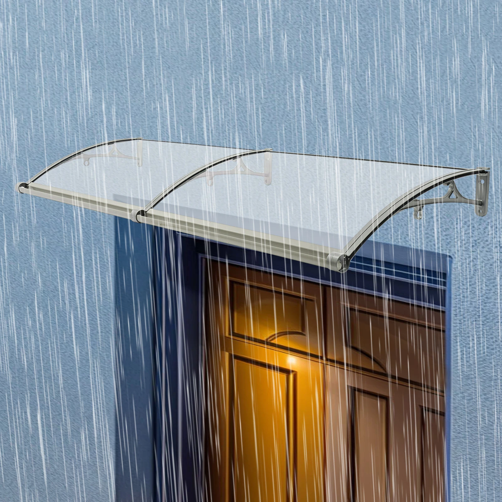 

200kg Load-Bearing Aluminum Alloy Door Awning UPF50+ Polycarbonate Window Canopy for Sun Rain Protection Modern Style