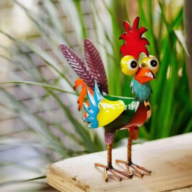 

Metal Rooster Ornament Metal Rooster Yard Statue Outdoor Garden Decoration Backyard Patio Lawn Ornament Figurine for Chicken