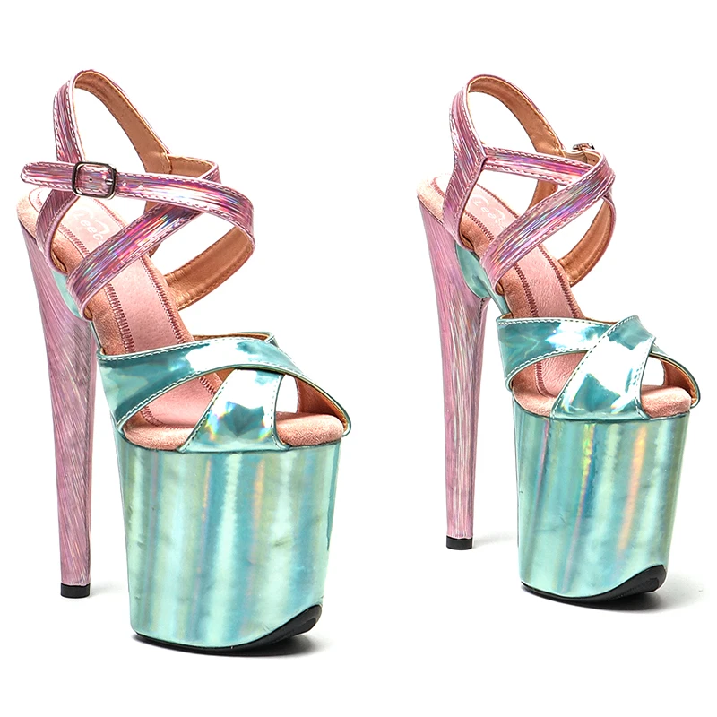 

Leecabe 20cm/ 8inches PU upper Two color Mix color fashion sexy platform high heel sandals pole dance shoes