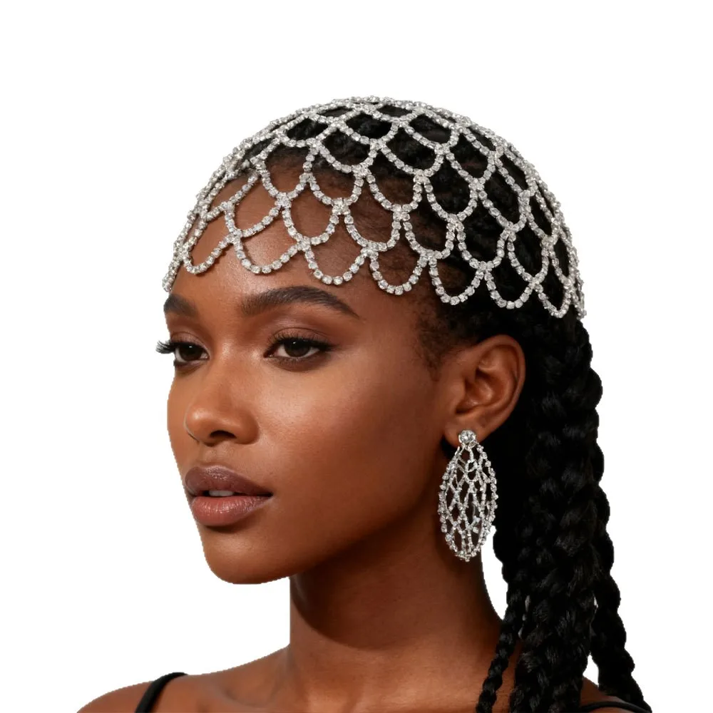 Exotic Style Mesh Hair Chain Cross-Border New Product Full Diamond Crystal Geometric Headband Luxurious Hair Accessory