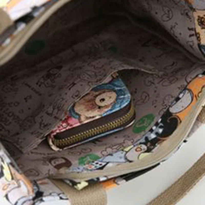 Borsa alla moda con manico superiore con motivo a gatto carino, borsa per mamma portatile per donna