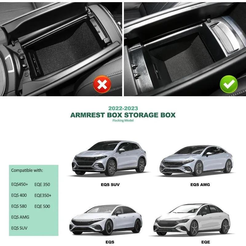 For Benz EQE EQS Center Console Organizer Tray，Armrest Storage Box Compatible with Mercedes Benz EQE350 EQE350+ EQE500 EQS 400 4