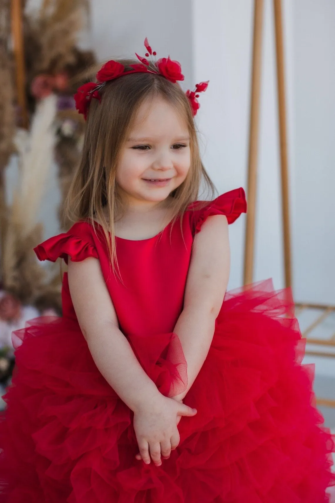 Niedliches Kleinkind Blumen mädchen Kleider Tüll Rüschen Hi-Lo Bogen Kind Hochzeits feier Geburtstag Tutu Robe Baby heilige Erstkommunion Kleider