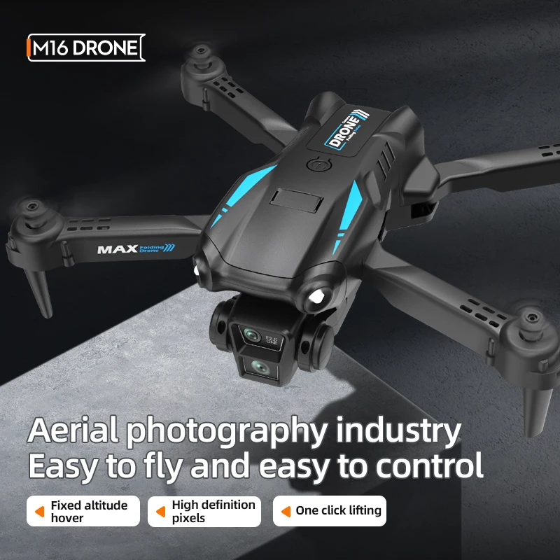 M16 الطائرة بدون طيار 8K HD كاميرا مزدوجة فرش السيارات المهنية لتحديد المواقع FPV كوادكوبتر 4-محور 360 °   تجنب العوائق RC للمبتدئين بدون طيار