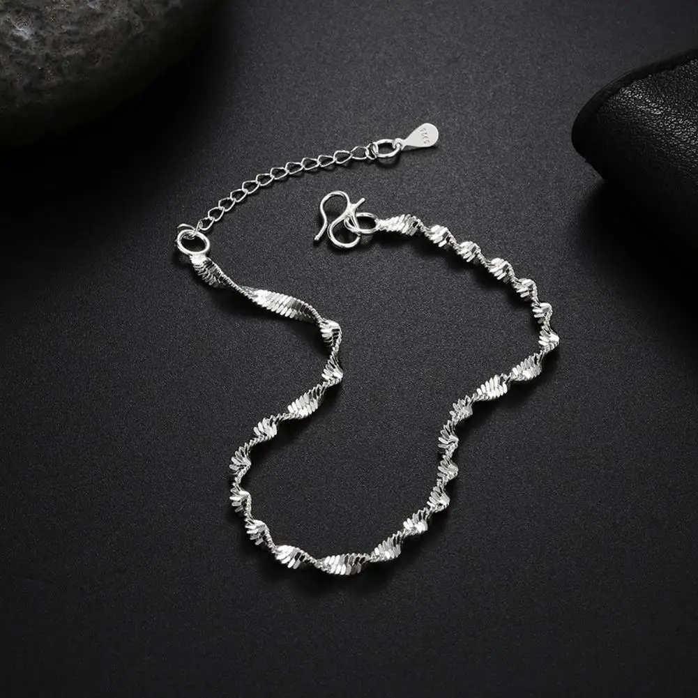 Women Bracelet Twisted Water Wave Adjustable With Extended Length Polished Wrist Jewelry Anniversary Gift Lightweight Bangle