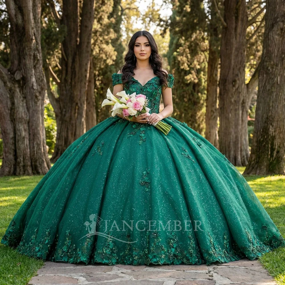 

Exquisite 3D floral decals Quinceanera Dresse Sparkling Customized Dreamy Sweetheart Collar Ball Gown vestidos de 15 quinceañera