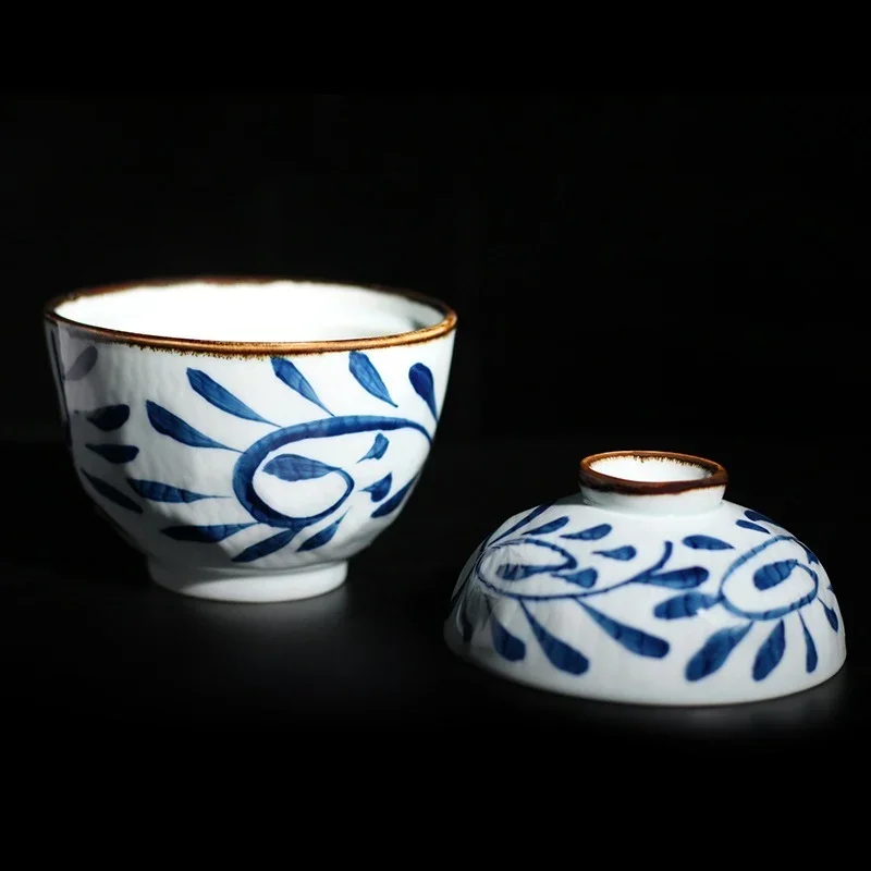 Korean Hand-painted Ceramic Stew Pot Porcelain Cover Bowl Tableware Kitchen Soup Bowl with Lid Dessert Egg Cup Dinnerware