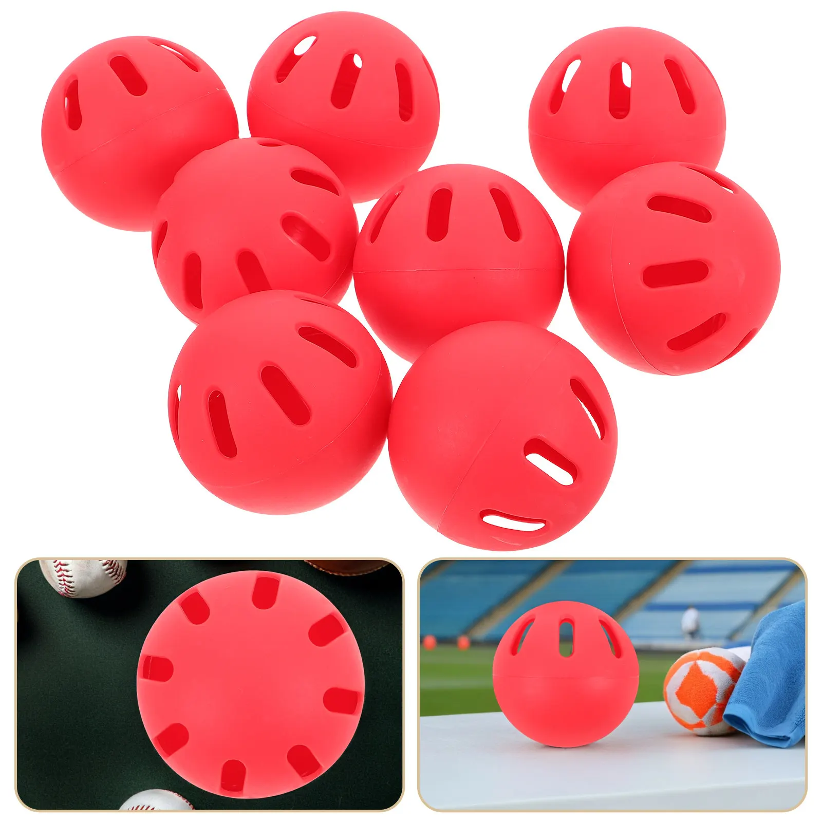 8Pcs Training Baseballs Soft Eva Hollow Design Perforated Flight Control Balls for Youth Indoor Outdoor Hitting Pitching