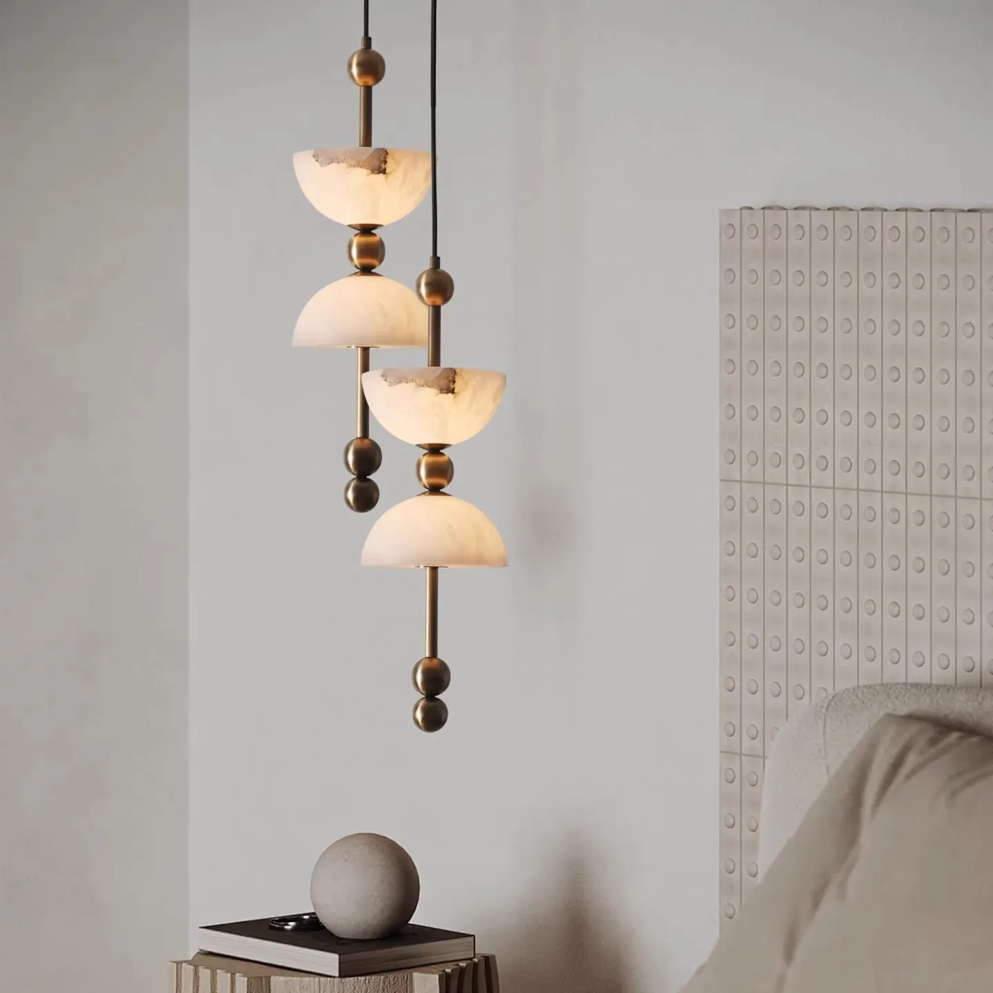 Retro model room hotel marble chandelier bedroom bedside background wall restaurant entrance bar
