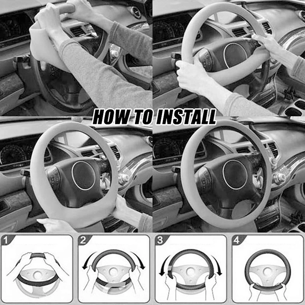 

Silicone Steering Wheel Cover Truck 13*16in 1pc Interior Accessories Silicone Steering Wheel Cover High Quality