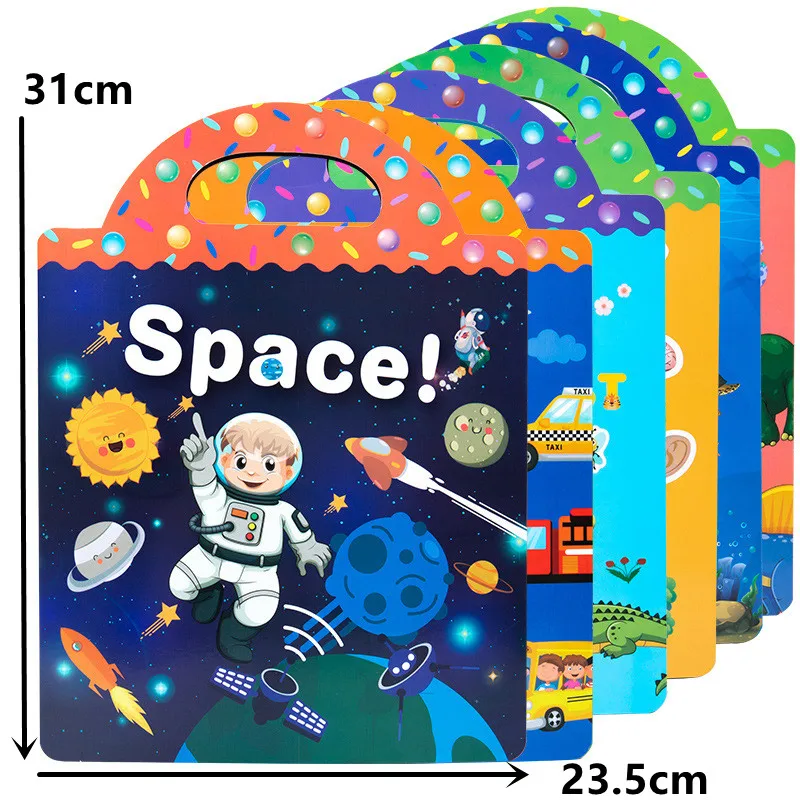 Reusable Cartoon Sticker Book for Kids Multiple Scenos DIY Puzzle Game Educational Learning Classic Toys for Child Age 2-4 Gifts