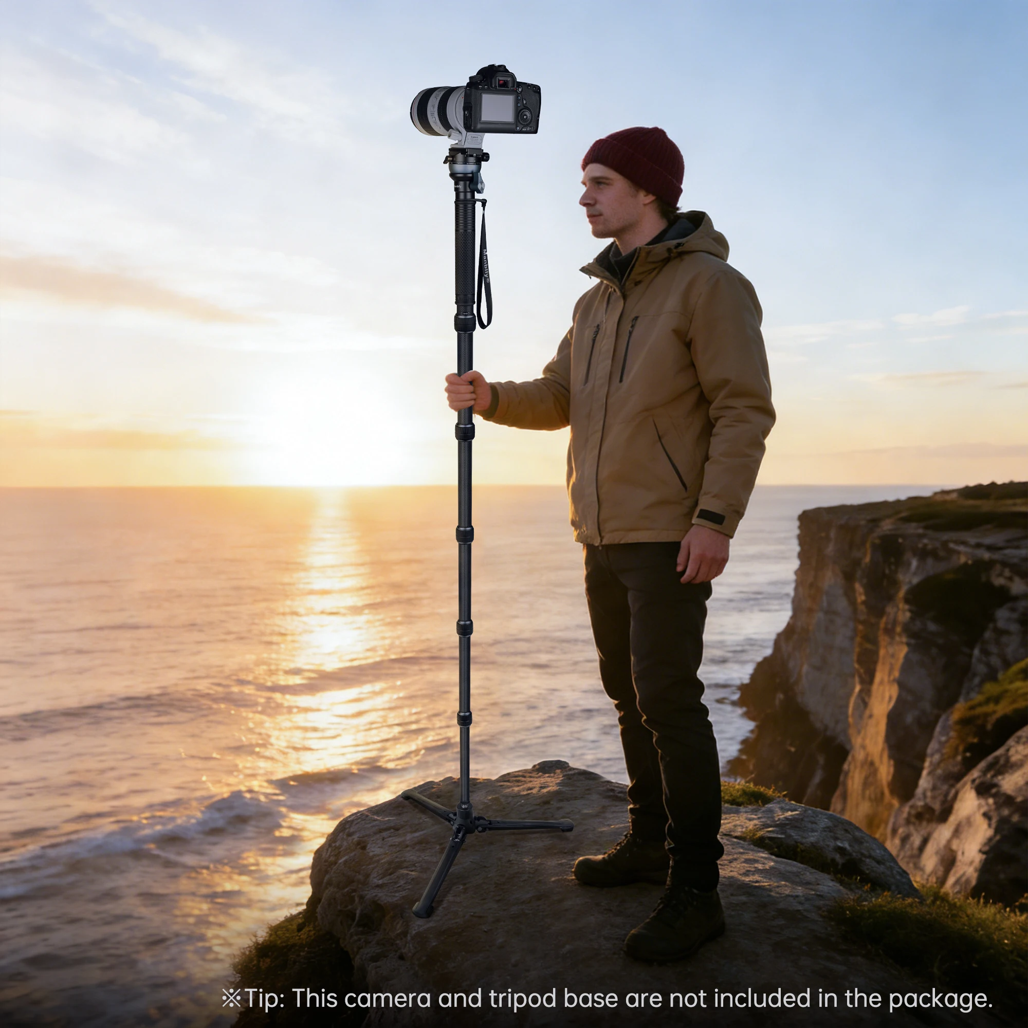 Manbily C-666PRO Carbonfaser-Monopod, 187 cm, professioneller Reise-Monopod mit M-5-Stativ für DSLR-Kameras und Fotografie. – Detail 4