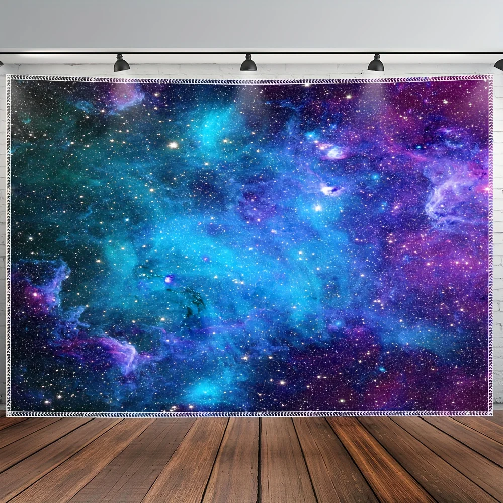 VIKAMA Blue Purple Galaxy Nebula Tapestry Starry Sky Cosmic Wall Hanging for Living Room Aesthetic Home Decor Room Decoration