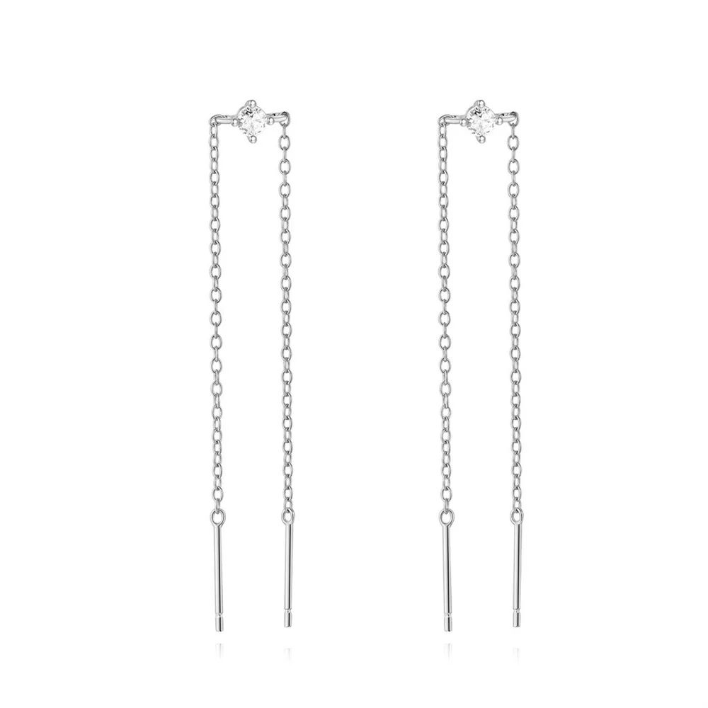 ROXI 925 Sterling Silver 1Pair Tassel Chain line design Piercing Stud Earrings For Women specific  Party Earrings Jewelry