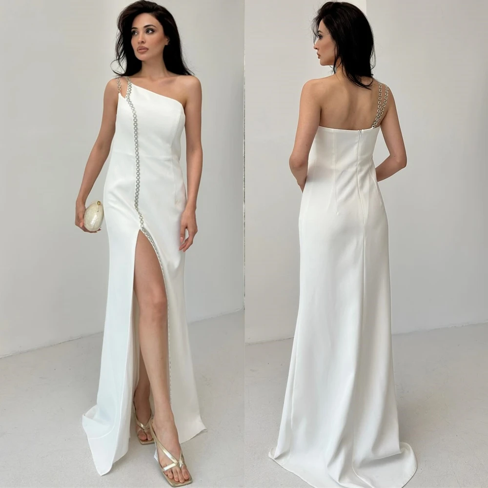 

Customized Luxury Jersey Evening Dress Delicate One Shoulder Prom Dresses Temperament Sweep Train Special Occasion Gowns