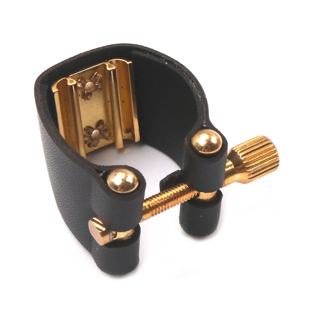 For Alto Sax Saxophone Ligature Accessories Black Compact Fastener Ligatures Mouthpiece PU Leather+Metal Parts