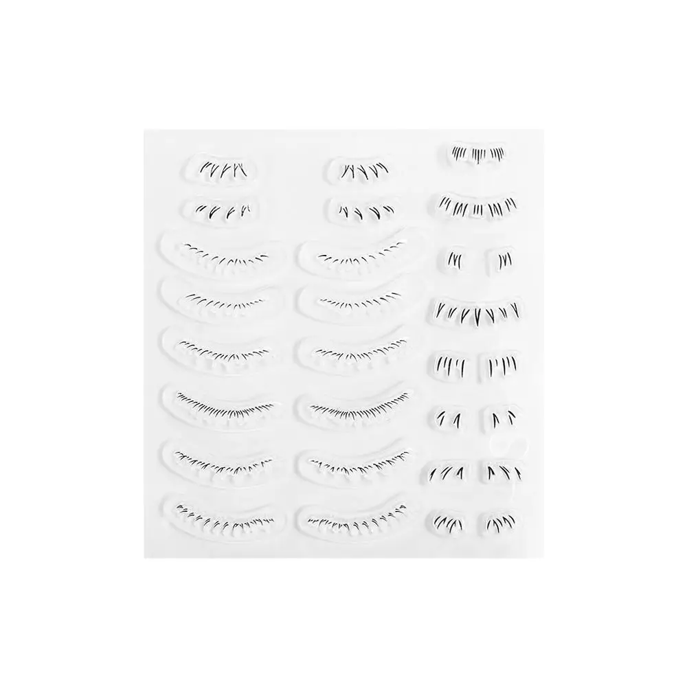 DIY Lower Lashes 16 in 1 Lower Eyelash Stamps Set Natural with Printing Mud Eyelash Template Seal Multi-Style Quick Make Up