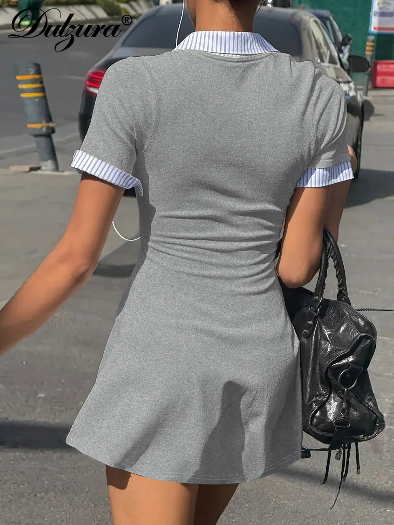 Dulzura, moda de verano, elegante, cuello vuelto, manga corta, un solo pecho, ajustado, Mini vestido camisero, ropa de calle para fiesta y Club
