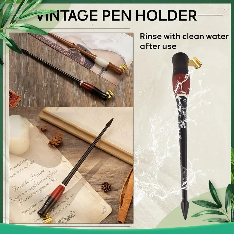 

(NEW) Wood Calligraphy Dip Pen English Calligraphy Pen Copperplate Script Oblique Dip Pen Holder With Glass Nibs Accessories