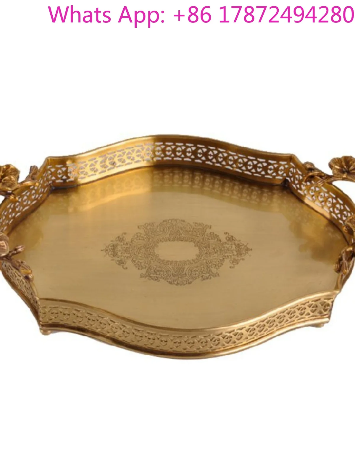 American luxury retro old brass tray home soft decoration creative decoration storage fruit plate ornament
