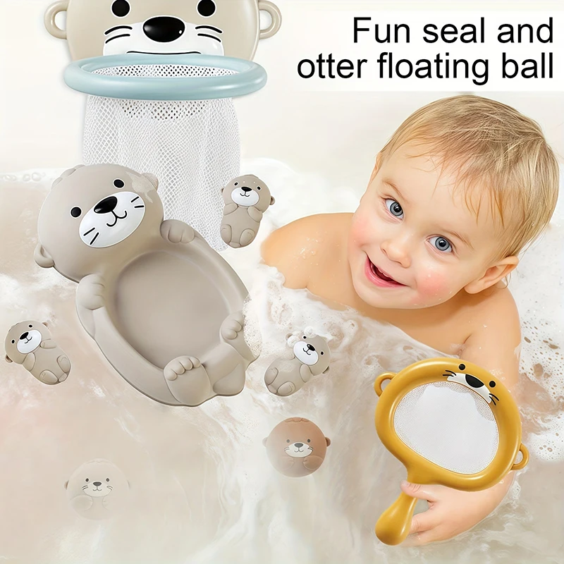 Bella Famiglia di Lontra Giocattolo da Bagnetto per Bambini Giocattoli da Bagno in Silicone Genitore-Figlio Lontra Giocattolo d'Acqua Galleggiante Giocattolo per Vasca da Bagno da Spremere Morbido per il Bambino