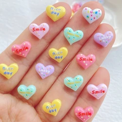 50Pcs Cute Resin Mini Colored Letter Heart Shape FlatBack Cabochon Ornament Jewelry Making Manicure Hairwear Accessories