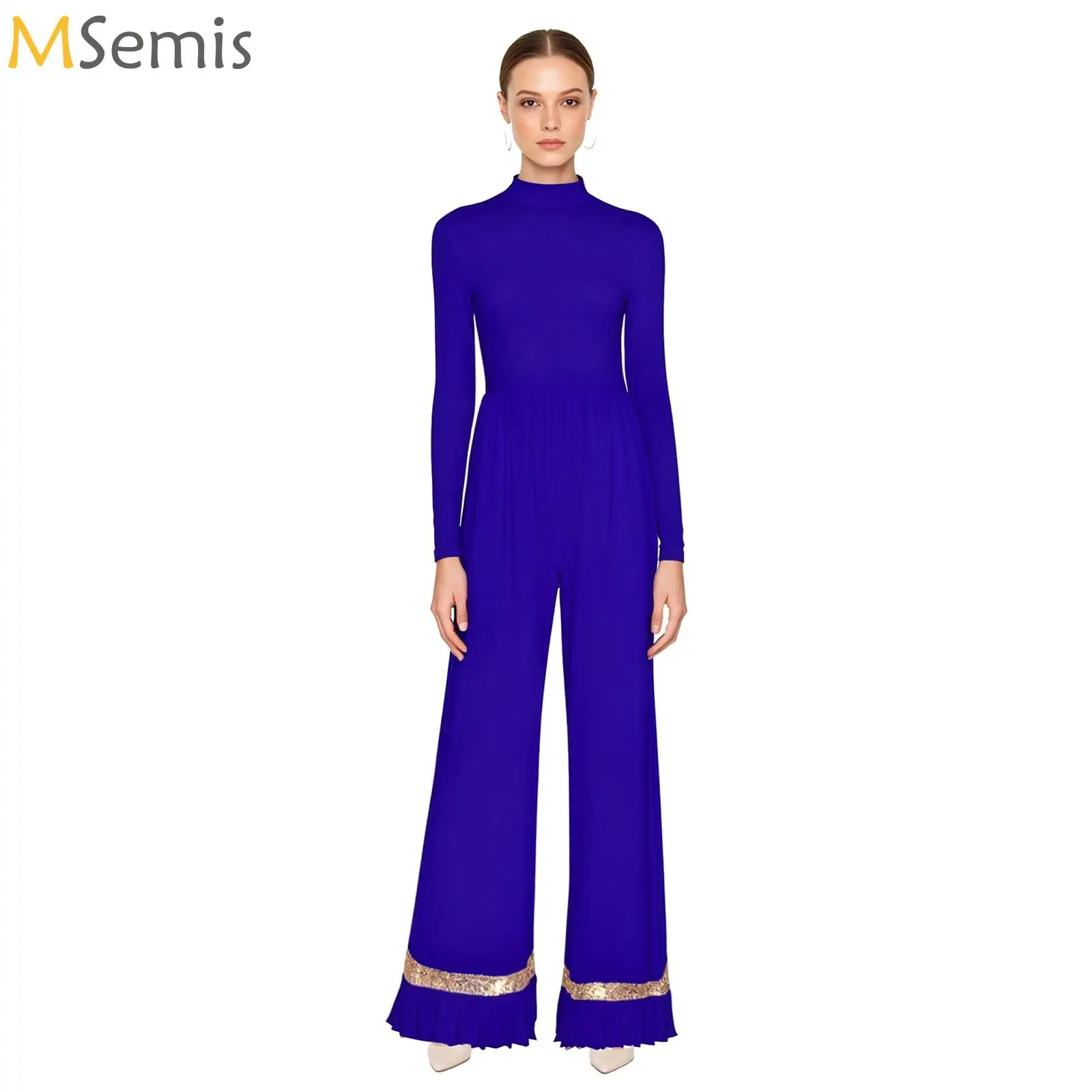 

Modern Lyrical Dance Jumpsuit for Adults Women Wide Leg Pant Contemporary Dance Costumes Stage Performance Outfit for Adults