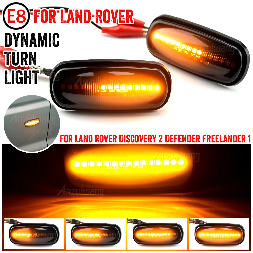 For Land Rover Defender Freelander 1 2002-2005 Discovery 2 1999-2004 Lens LED Side Marker Lamp Dynamic Turn Signal Lamps Lights