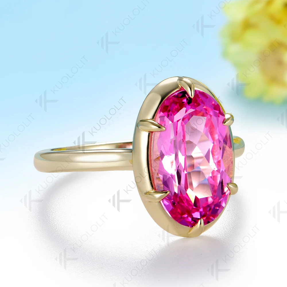 5.5CT Pear Cut Lab‑Grown Pink Sapphire Custom Ring for Women, 10K/14K Solid Yellow Gold Luxury Fine Jewelry, Anniversary Birthday Christmas Engagement Gift view 3