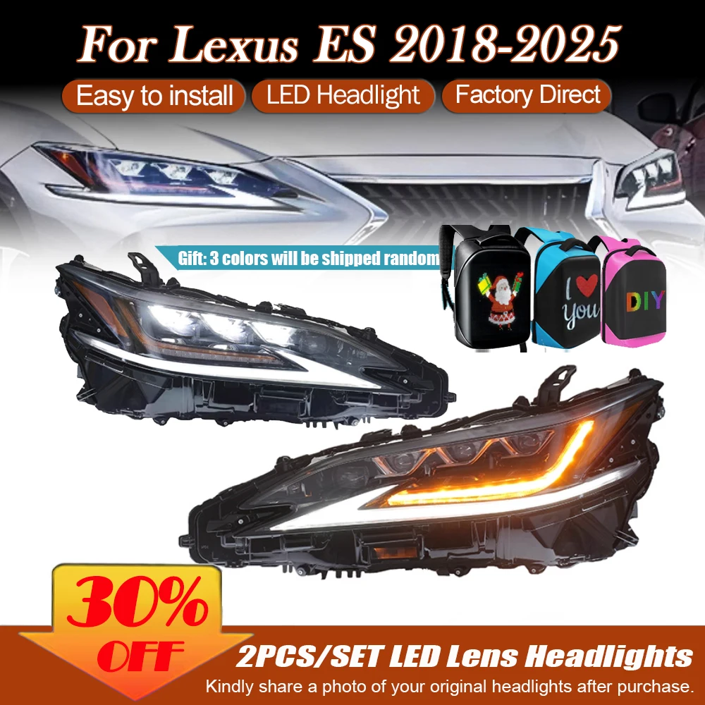 

Head Lamps For Lexus ES ES200 ES260 ES300 2018-2025 Upgrade Modified LED Headlights Dynamic Turn Signal Lamp DRL Car Accessories