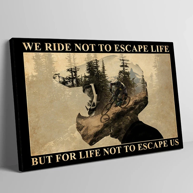 Vintage Poster Mountain Bike Mtb Ride To Escape Life Downhill Biking Wall Art Picture Print Cuadros Canvas Painting Home Deco