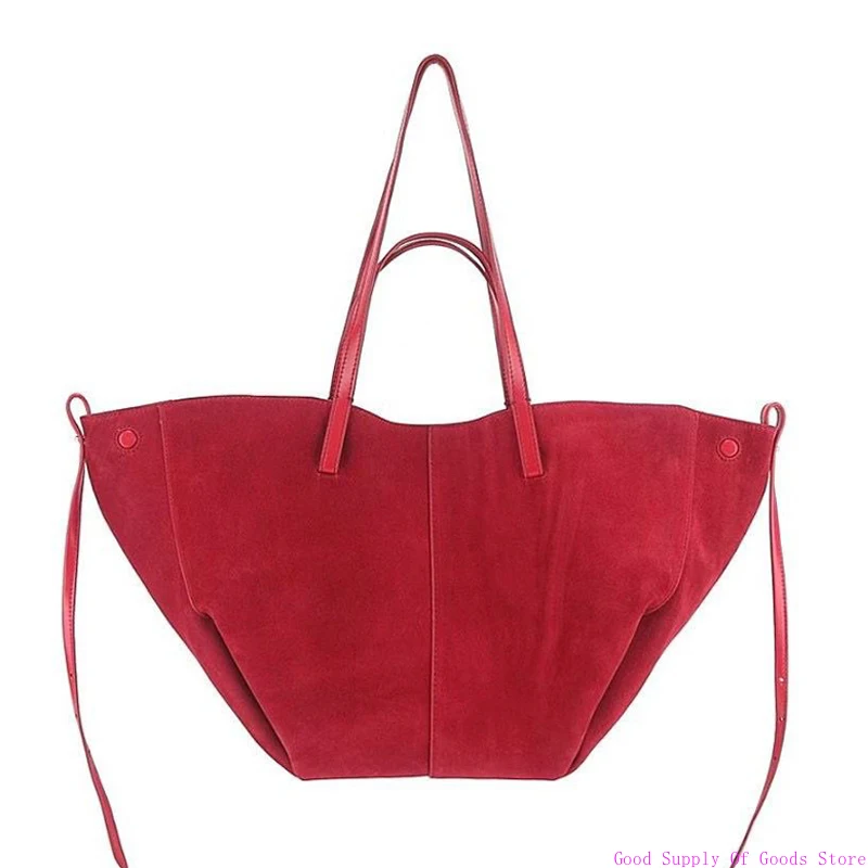 Bolsos de mano rojos de gamuza sintética para mujer, bolso de diseñador de lujo, novedad de 2024, moda de gran capacidad, para ir al trabajo, axila y hombro