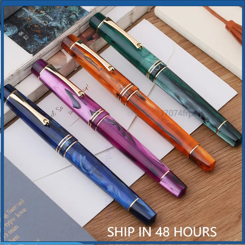 For MAJOHN M800 Color Resin Fountain Pen Hand Polished German BOCK Flexible Nib Men Women Luxury Writing Stationery