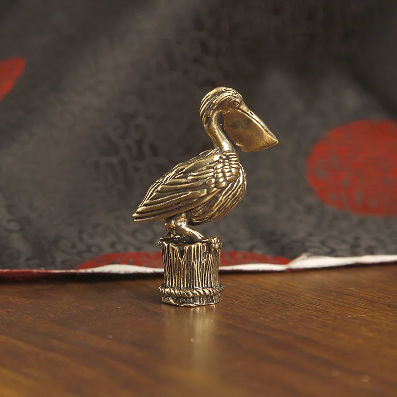 1/2Pcs Pelican Bird Brass Ornament Animal Tea Pet Tabletop Ornament Copper Crafts